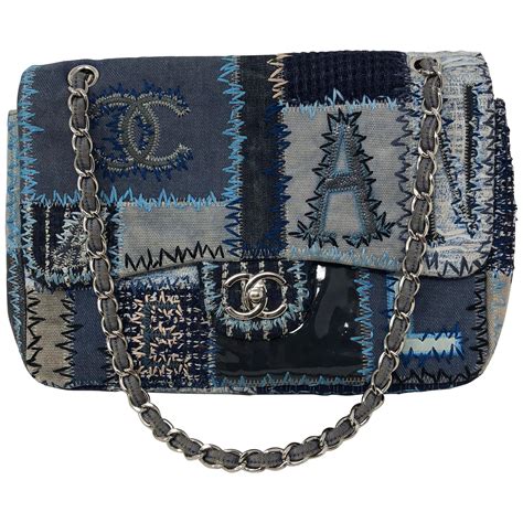 chanel denim patchwork bag